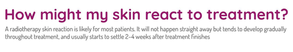 Radiotherapy Skin Reactions | Hull University Teaching Hospitals NHS Trust