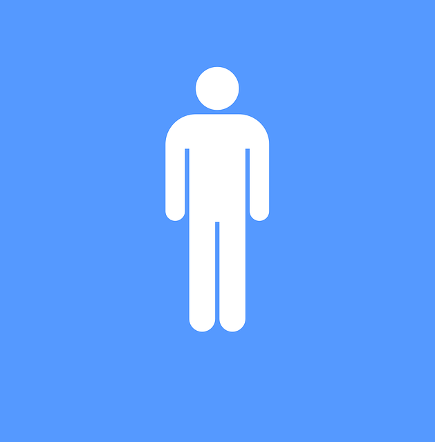 An icon for 'man' on a blue background